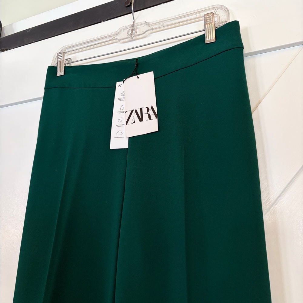 Zara Women's Dark Green Wide Leg Pants - Picture 4 of 8